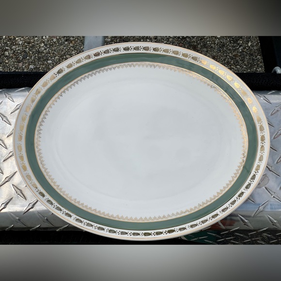 Vintage Discontinued Crown Ducal WARWICK 8932 Large Oval Gold Trim Serving Plate - Picture 3 of 16